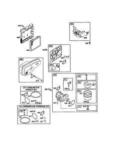 Carburetor/Muffler Diagram and Parts List for 124T05-0848-EA  Briggs and Stratton Engine